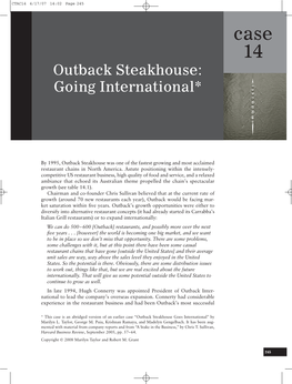 Case 14 Outback Steakhouse: Going International*