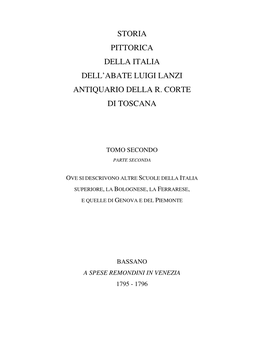 Storia Pittorica Della Italia Dell'abate Luigi Lanzi