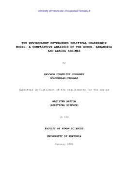 A Comparative Analysis of the Gowon, Babangida and Abacha Regimes