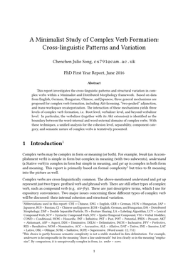 A Minimalist Study of Complex Verb Formation: Cross-Linguistic Paerns and Variation