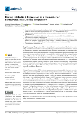 Bovine Intelectin 2 Expression As a Biomarker of Paratuberculosis Disease Progression