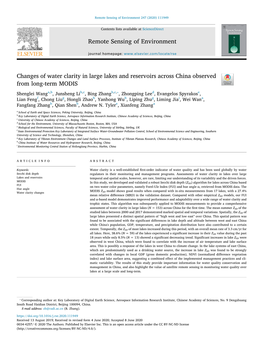 Changes of Water Clarity in Large Lakes and Reservoirs Across China