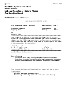 National Register of Historic Places Continuation Sheet