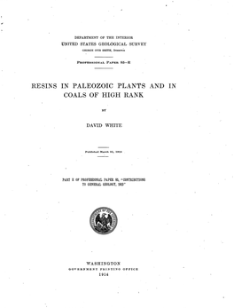 Llesins in PALEOZOIC PLANTS and in COALS of ·HIGH RANK