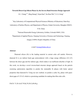 Towards Direct-Gap Silicon Phases by the Inverse Band Structure Design Approach