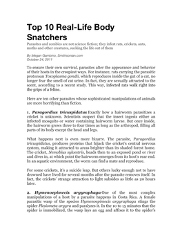 Top 10 Real-Life Body Snatchers