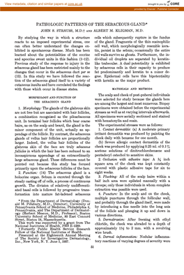 Pathologic Patterns of the Sebaceous Gland* John S