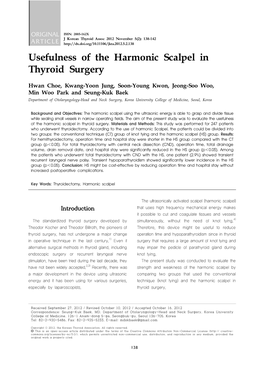 Usefulness of the Harmonic Scalpel in Thyroid Surgery