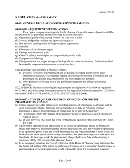 Regulation 4 —Pharmacy