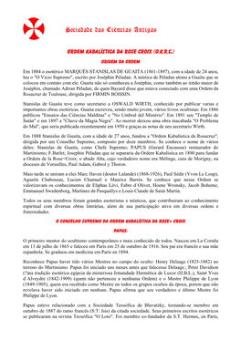 Artigo – Ordem Kabalistica Da Rose-Croix Sociedade Das Ciências Antigas 2 Que Sucedeu a S.T.Isis