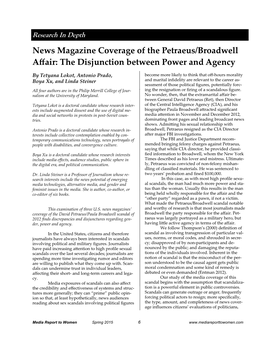 News Magazine Coverage of the Petraeus/Broadwell Affair: The