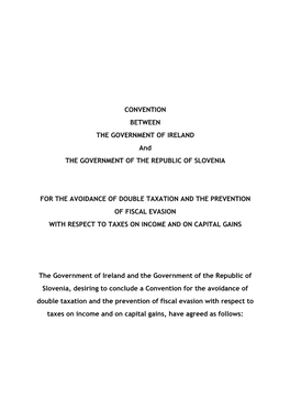 Double Taxation Treaty Between Ireland and the Republic of Slovenia