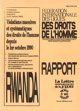 RAPPORT DE LA COMMISSION INTERNATIONALE D'enquete SUR LES VIOLATIONS DES DROITS DE L'homme AU RWANDA DEPUIS LE 1Er OCTOBRE 1990 (7 - 21 Janvier 1993)