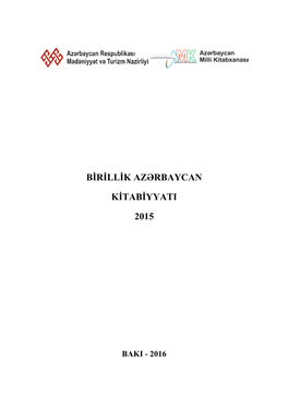 Birillik Azərbaycan Kitabiyyati 2015