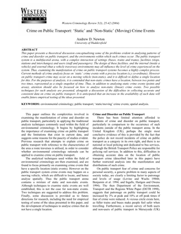 Crime on Public Transport: ‘Static’ and ‘Non-Static’ (Moving) Crime Events