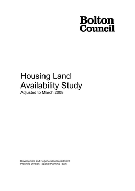 Housing Land Availability Study 2008