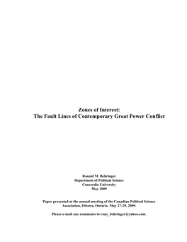 Zones of Interest: the Fault Lines of Contemporary Great Power Conflict