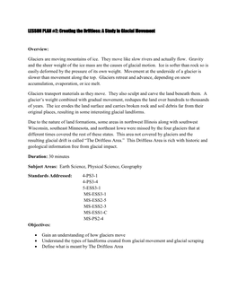 LESSON PLAN #2: Creating the Driftless: a Study in Glacial Movement