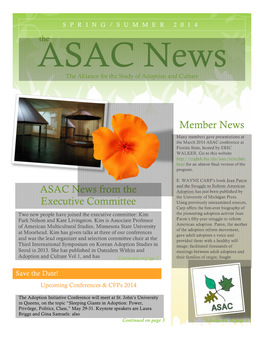 ASAC Newsletter Spring/Summer 2014