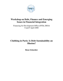 Workshop on Debt, Finance and Emerging Issues in Financial Integration