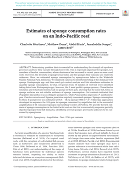 Estimates of Sponge Consumption Rates on an Indo-Pacific Reef
