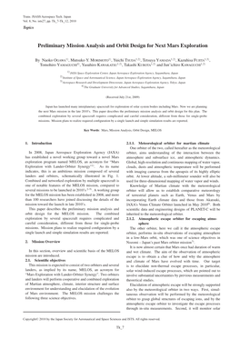 Preliminary Mission Analysis and Orbit Design for Next Mars Exploration