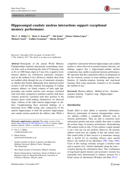 Hippocampal–Caudate Nucleus Interactions Support Exceptional Memory Performance