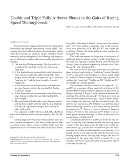 Double and Triple Fully Airborne Phases in the Gaits of Racing Speed Thoroughbreds Jeffrey A