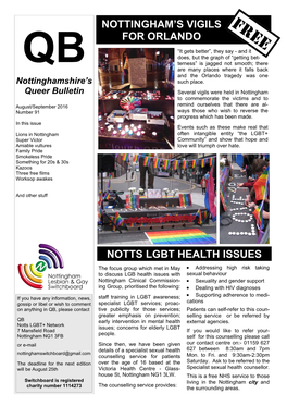 Nottingham's Vigils for Orlando Notts Lgbt Health Issues