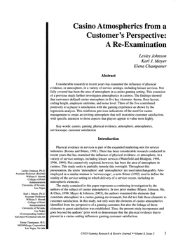 Casino Atmospherics from a Customer's Perspective: a Re-Examination
