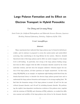 Large Polaron Formation and Its Effect on Electron Transport in Hybrid