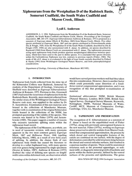 Xiphosurans from the Westphalian D of the Radstock Basin, Somerset Coalfield, the South Wales Coalfield and Mazon Creek, Illinois