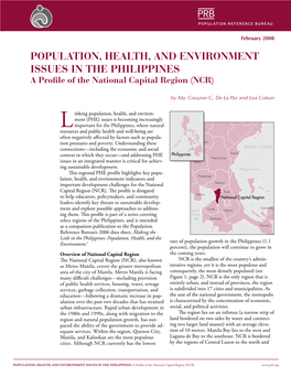 Population, Health, and Environment Issues in the Philippines a Profile of the National Capital Region (NCR)