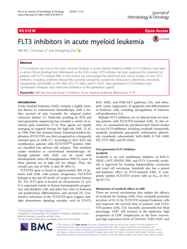 FLT3 Inhibitors in Acute Myeloid Leukemia Mei Wu1, Chuntuan Li2 and Xiongpeng Zhu2*
