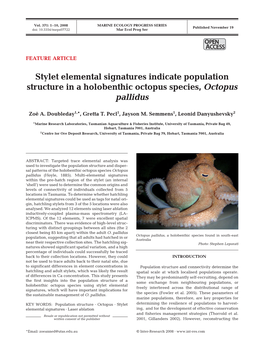 Stylet Elemental Signatures Indicate Population Structure in a Holobenthic Octopus Species, Octopus Pallidus