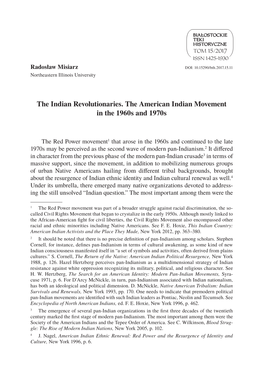 The Indian Revolutionaries. the American Indian Movement in the 1960S and 1970S