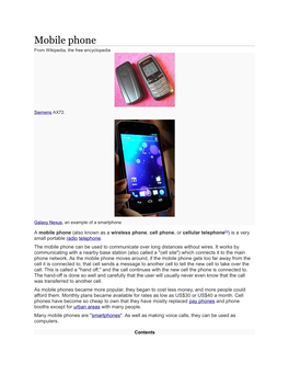 Mobile Phone from Wikipedia, the Free Encyclopedia