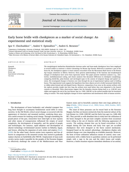 Early Horse Bridle with Cheekpieces As a Marker of Social Change: an Experimental and Statistical Study T