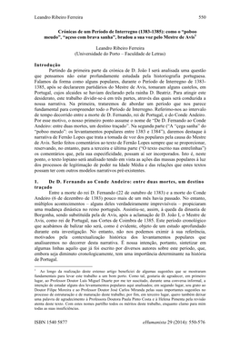 Leandro Ribeiro Ferreira 550 ISBN 1540 5877 Ehumanista 29 (2014