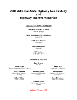 2006 Needs Study and Highway Improvement Plan