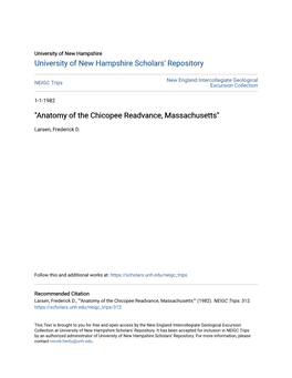 "Anatomy of the Chicopee Readvance, Massachusetts"