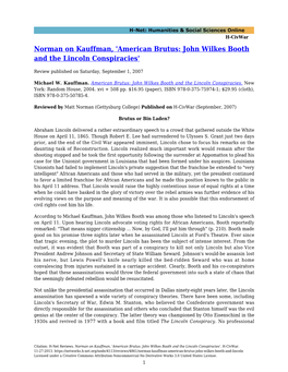 American Brutus: John Wilkes Booth and the Lincoln Conspiracies'