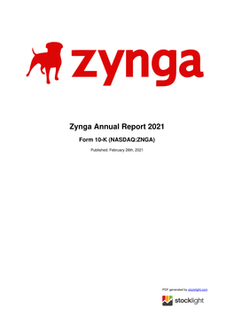 Zynga Annual Report 2021