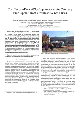 The Energy-Pack APU-Replacement for Catenary Free Operation of Overhead Wired Buses