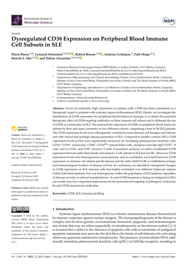 Dysregulated CD38 Expression on Peripheral Blood Immune Cell Subsets in SLE