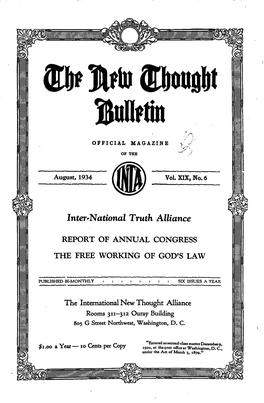 New Thought Bulletin V19 N6 Aug 1934