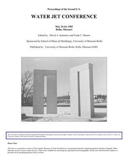 Proceedings of the Second U.S. Water Jet Conference Held in 1983 at the University of Missouri-Rolla