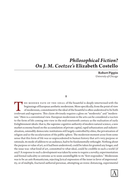 Philosophical Fiction? on J. M. Coetzee's Elizabeth Costello