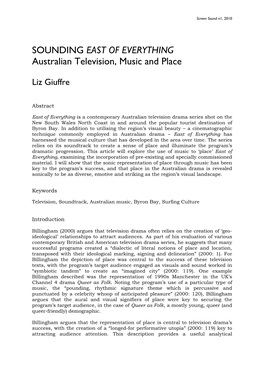 Australian Television, Music and Place