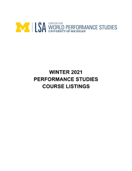 Winter 2021 Performance Studies Course Listings